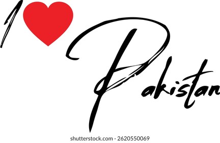 I Love Pakistan Country Name In Grunge Text Typography