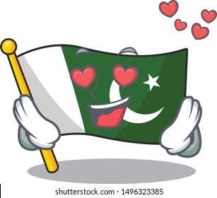 In love pakistan mascot flag in cartoon drawer