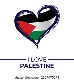 I Love Palestine Faso Banner with Flag in Heart. Palestine Faso love Emblem Isolated on White Background. Vector, Illustration, Isolated, Love, Background.