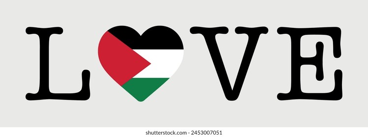 I Love Palestine flag heart icon vector illustration
