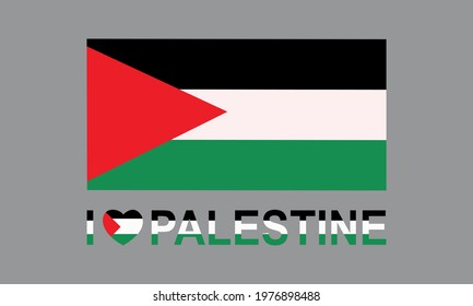 I Love Palestine , Palestine Flag Vector And Clip Art