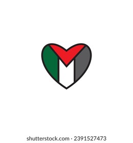 love palestine logo design sign symbol template vector