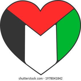 Love palestine sticker emblem vector issolated on white  background