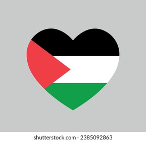 love Palestine symbol, heart shape vector flag icon