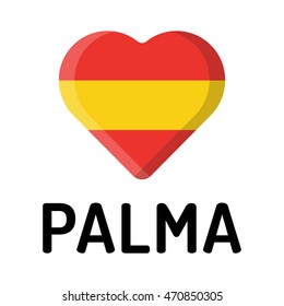 I love Palma, city of Spain. Flat vector icon design illustration on white background.