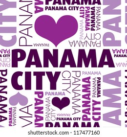 I love Panama City seamless typography background pattern in vector