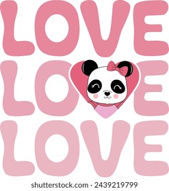 LOVE PANDA GEART CUTE GIRL