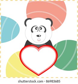 love the panda with the heart on a background vector