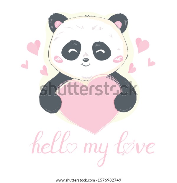 Love Panda Heart On White Background Stock Vector (Royalty Free) 1576982749