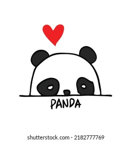 Love panda illustration for children's book or card illustration. A simple flat vector design.