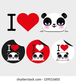 I love panda message with love symbol and a cute panda