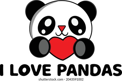 I love pandas t-shirt design - Vector graphic, typographic poster, vintage, label, badge, logo, icon or t-shirt