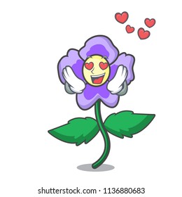In love pansy flower mascot cartoon