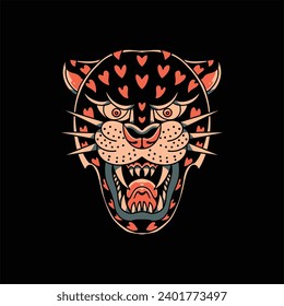 love panther tattoo vector design
