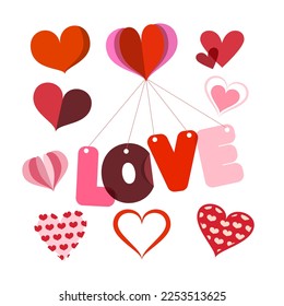 Love paper cut letters and hearts - vector