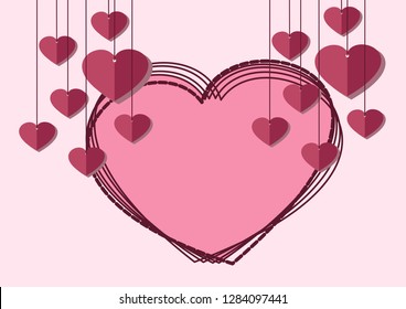 Love paper elements. Illustration of heart symbol. Vector background for Happy Women's, Mother's, Valentine's Day, birthday greeting card, cute paper, modern template design.