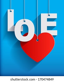 LOVE - Paper Origami background or card. Vector illustration.