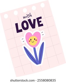 With Love Paper Sheet Vector Illustration