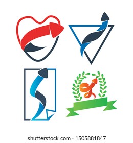 Love Paper Shield leaf ribbon Arrow Direction Vector color Set