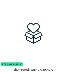 
love parcel icon illustration, simple design element. vector eps 10