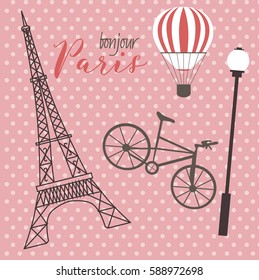 Love to Paris card. Vector illustration