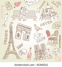 love in paris doodles