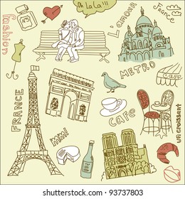 love in paris doodles