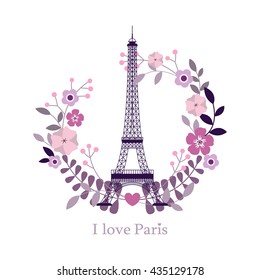 私はパリが大好きです エッフェル塔の画像 ベクターイラスト パリと花 パリの背景 フランスのファッションスタイリッシュなイラスト パリ のベクター画像素材 ロイヤリティフリー