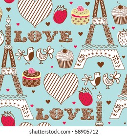 love in Paris seamless pattern