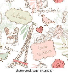 Love in Paris. Seamless pattern