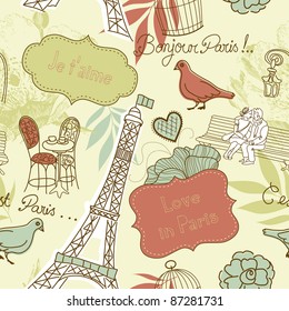 Love in Paris. Seamless pattern