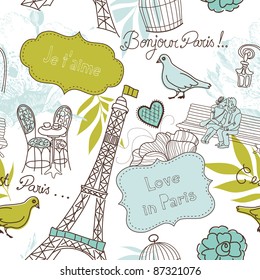 Love in Paris. Seamless pattern