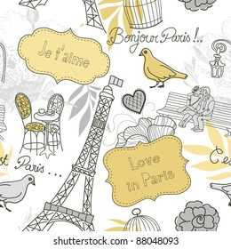 Love in Paris. Seamless pattern