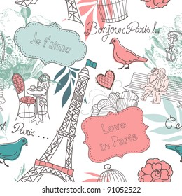 Love in Paris. Seamless pattern