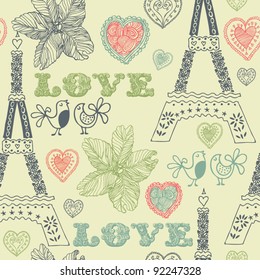 love in Paris seamless pattern