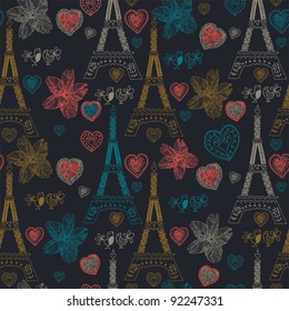 love in Paris seamless pattern