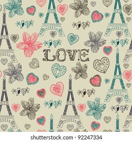 love in Paris seamless pattern