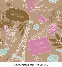 Love in Paris. Seamless pattern