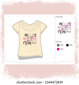 I Love Paris slogan women print ,  t-shirt graphics, universal typography
