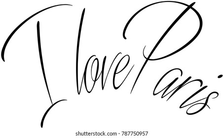 I love paris text sign illustration on white background