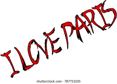 I love paris text sign illustration on white background