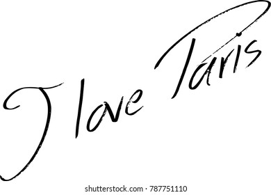 I love paris text sign illustration on white background