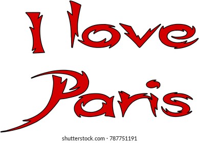 I love paris text sign illustration on white background