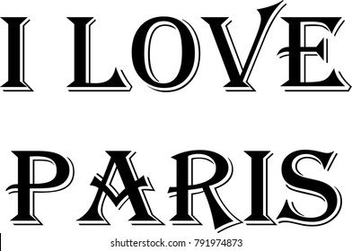 I love paris text sign illustration on white background