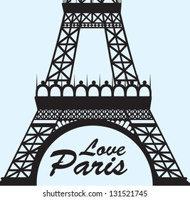 Love paris with tower eiffel over blue background vector illustration