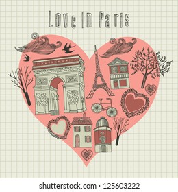  love in Paris - vector illustration. card