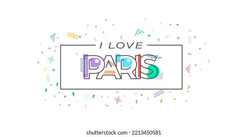 I love Paris. Vector lettering for postcards, posters, posters and banners. Flat design
