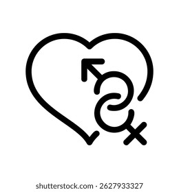 Love and Partnership A Heart Outline Containing Intertwined Gender Identity Signs