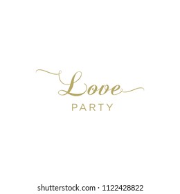 Love Party, calligraphic gold script
