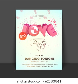 Love Party Template, Banner, Flyer or Invitation Card design.